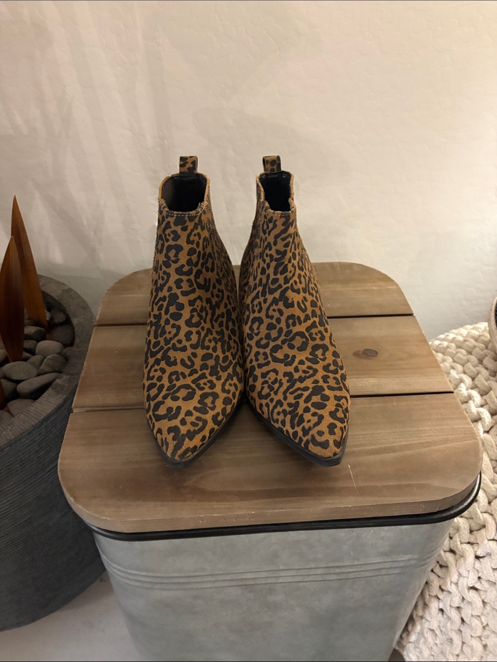 Marc Fisher Leopard Print Ankle Booties in Brown and Black